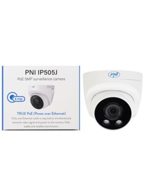 Videoüberwachungskamera PNI IP505J POE, 5MP, Kuppel, 2,8 mm, für den Außenbereich, weiß