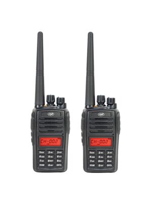 Kit mit 2 tragbaren Radiosendern PNI PMR R18, 446 MHz, 0,5 W, 128 Kanäle, 16 PMR- und 50 CTCSS- und 104 DCS-Töne, UKW-Radio, prog