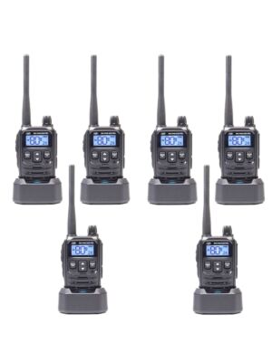 Kit mit 6 tragbaren Radiosendern PNI PMR R45 PRO 446 MHz, 0,5 W, 99 programmierbare Kanäle, 16 PMR- und 38 CTCSS- und 104 DCS-Töne,