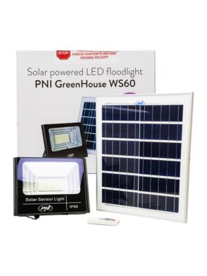 LED-Reflektor 50 W PNI GreenHouse WS60 mit Solarpanel, 12-Ah-Batterie und Bewegungssensor