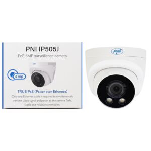 Videoüberwachungskamera PNI IP505J POE, 5MP, Kuppel, 2,8 mm, für den Außenbereich, weiß