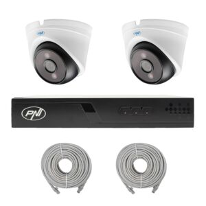 NVR POE PNI House IP710J Videoüberwachungspaket, 2 PNI IP808J Kameras, 8 MP und Kabel im Lieferumfang enthalten