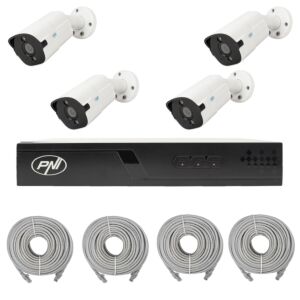 NVR POE PNI House IP710J Videoüberwachungspaket, 2 PNI IP808J Kameras, 8 MP und Kabel im Lieferumfang enthalten