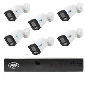 NVR POE PNI House IP716J Videoüberwachungspaket, 6 PNI IP505J Kameras, 5 MP und Kabel im Lieferumfang enthalten