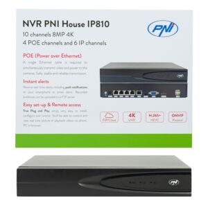 NVR POE PNI House IP810 mit 10 Kanälen 4K 8MP